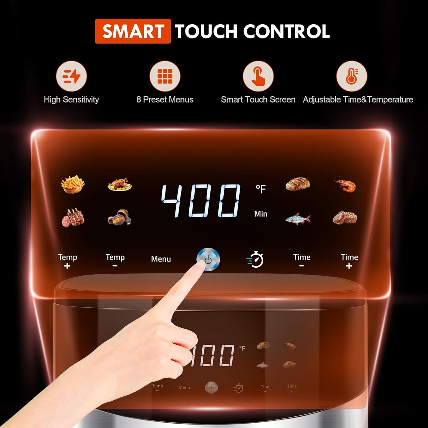 Smart Touchscreen Air Fryer 6.5 Quart