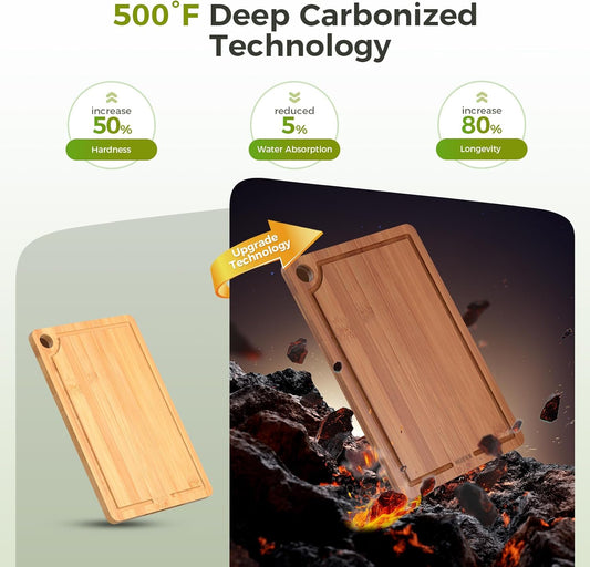 Premium Bamboo Cutting Board with Juice Groove