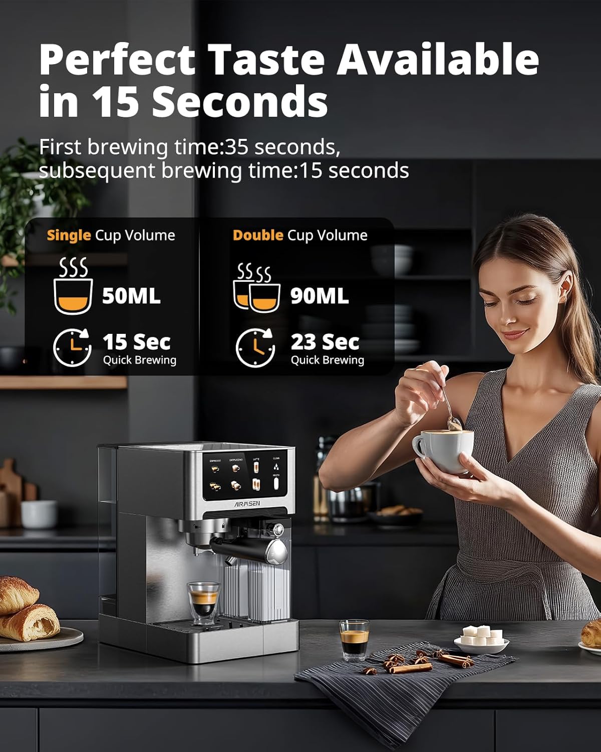 GoshoKitchen Espresso Machine with Milk Frother