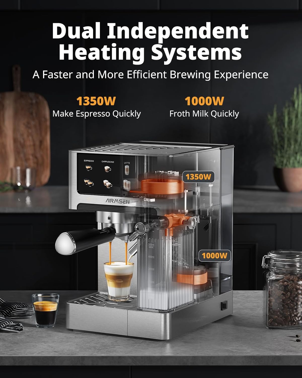 GoshoKitchen Espresso Machine with Milk Frother