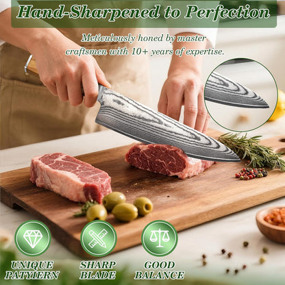 Premium Japanese Damascus Chef Knife 8-Inch